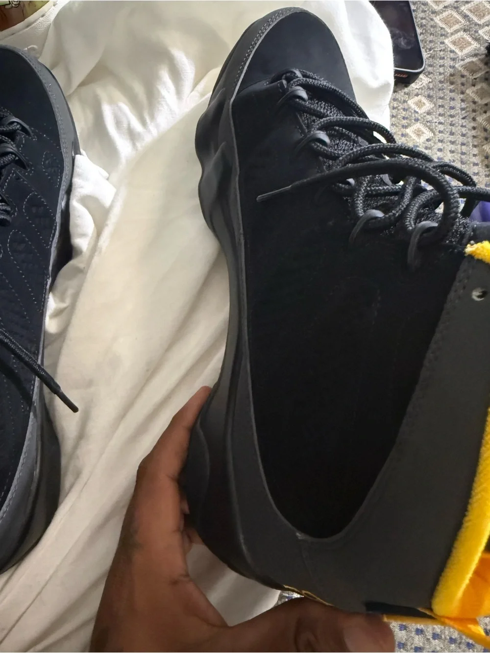 Jordan Men's Black and Yellow High-Top Sneakers